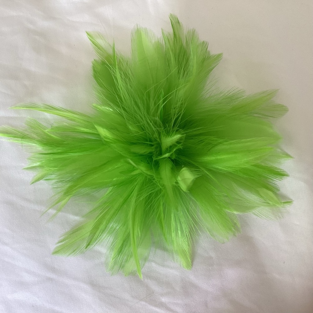 Lime Green Feather Fascinator Hair Clip. Handmade in the USA.